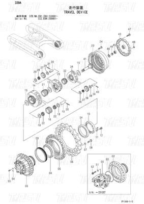 Excavadora Preta ZX330 ZX350 ZX360 ZX370 Travel Motor Drive Catálogo Unidade de Acionamento Hidráulico 9190221 9190222 9212584 9232360
