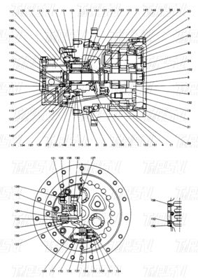Bolto-on 2441U829F1 SK120-3 Excavadora Drive Travel Catalogue Motor Compatível com diferentes marcas e modelos de escavadoras