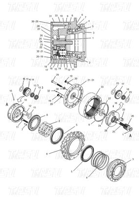 Aço econômico 114-1484 E320B Excavadora Drive de viagem Catálogo Motor Drive para energia / mineração