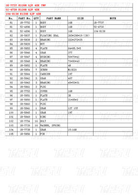1R-7737 E120B parafusos em tipo de escavadeira de viagem de acionamento de redução com catálogo de cores personalizadas