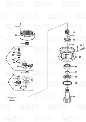 EC140B Redutor de balanço planetário de escavadeira para catálogo Volvo VOE14507900