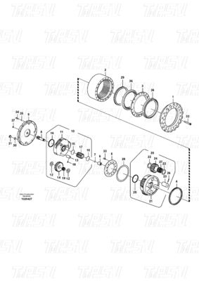 VOE14575732 Caixa de engrenagens de viagem de escavadeira de aço para catálogo Volvo EC240B