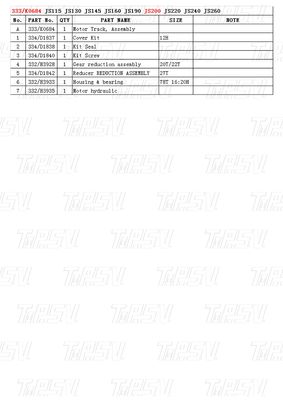 333/K0684 Caixa de engrenagens de viagem de escavadeira de aço com motor de viagem hidráulico JS200 Catálogo