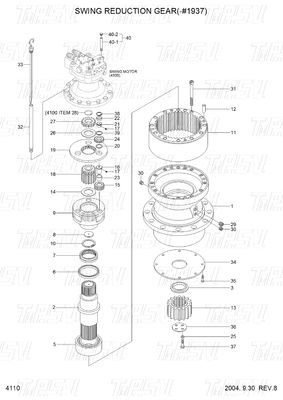R210-7 Hyundai Excavator Swing Gear Box Catalog 31N6-10150 Redutor planetário