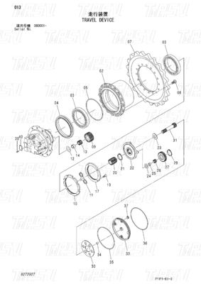 Excavadora de direção Catálogo de viagens finais Motores para modelos de escavadoras Hitachi 9272927 ZX70-3