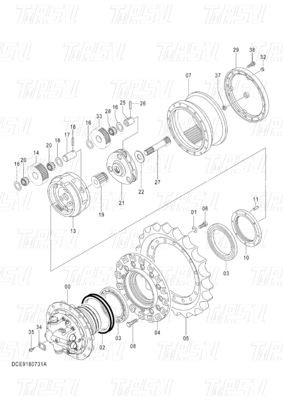 OEM Peças de escavadeira Redutor planetário Sistemas de catálogo de acionamento para máquinas / energia / indústrias de mineração 9180731 ZX120