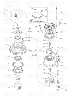 Bolt On Steel Excavator Planetário Swing Gearbox Drive Catálogo 9196343 ZX120