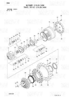 9250188 9269199 Cores personalizadas ZX200-3 Excavadora Viagem Final Drive Catálogo Motor Drive