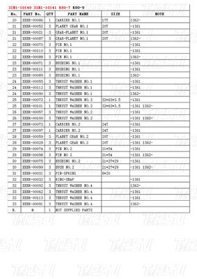 31N1-10140 31N1-10141 R80-7 Excavadora Swing Drive Catálogo Redutor Planetário Tipo Varia Dependendo do Modelo