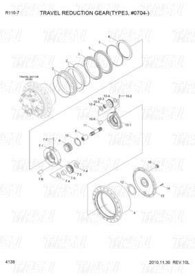 XKAY-01867 R110-7 Excavator Travel Drive personalizável com redutor planetário e parafuso no sistema