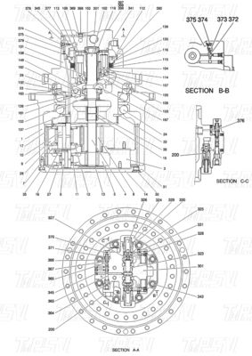 Máquinas de reparação YN15V00037F2 SK210-8Excavadora Viagens Drvie Catálogo Peças de transporte Embalagem Caixa de madeira