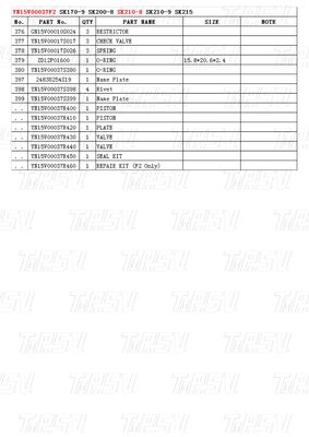 Máquinas de reparação YN15V00037F2 SK210-8Excavadora Viagens Drvie Catálogo Peças de transporte Embalagem Caixa de madeira