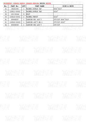 OEM Bolto de aço no motor de balanço para Hitachi K1038203 130426-00010 130426-00010A DX225 Catálogo de acionamento de balanço da escavadeira