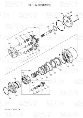 Aço pesado K9007404 170402-00028 DX225 Excavadora de viagem Drive Catálogo Excavadora de viagem Motor