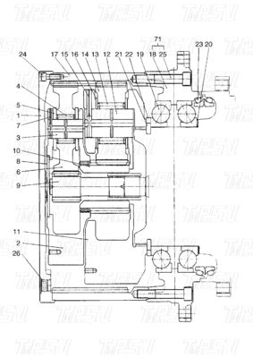 Planeta 401-00005A DX420 Catálogo de movimentação de viagem de escavadeira com motor de balanço hidráulico