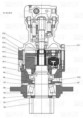 K1045875 DH80 Excavadora Swing Drives Catálogo Cores personalizáveis